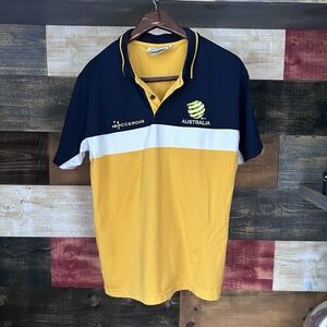 Vtg Socceroos Australia Supporter Training Jersey Sz M Yellow Green 2000s 2006